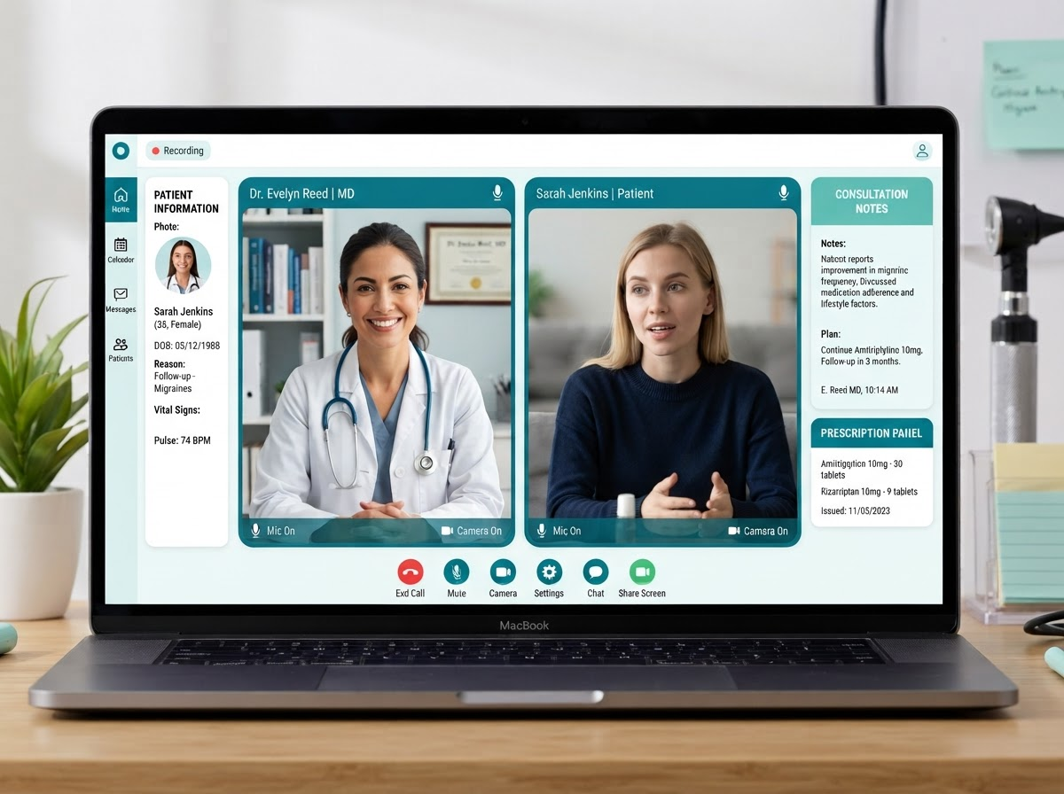 Telemedicine video consultation interface