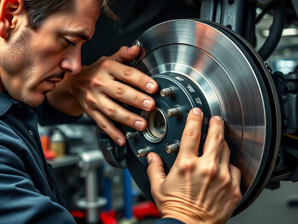 Close up shot of a mechanic's hands working on a