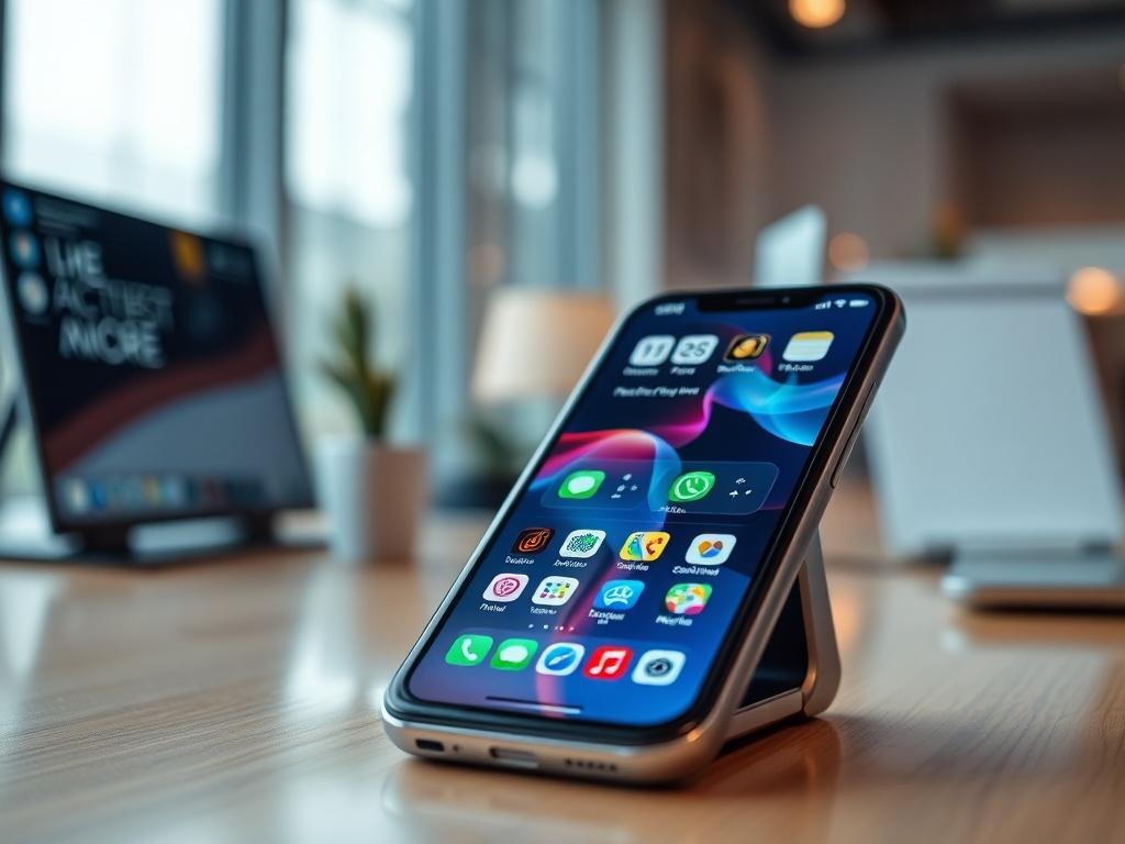 A hyper realistic close up shot of a modern mobile