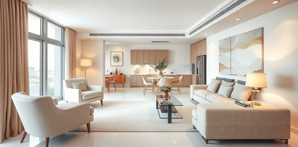 Luxury Dubai apartment interior with contemporary finishings