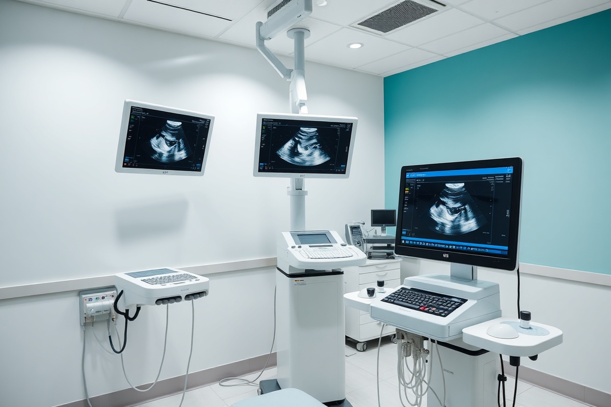 Modern ultrasound clinic with advanced imaging equipment