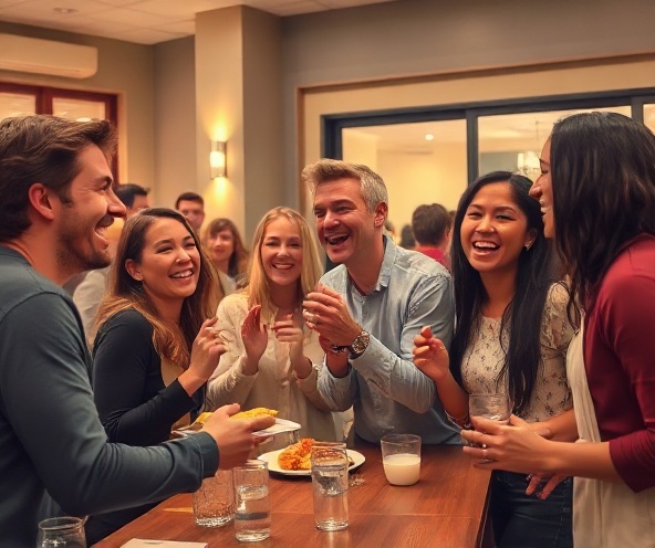 Group of young adults celebrating together at a community event
