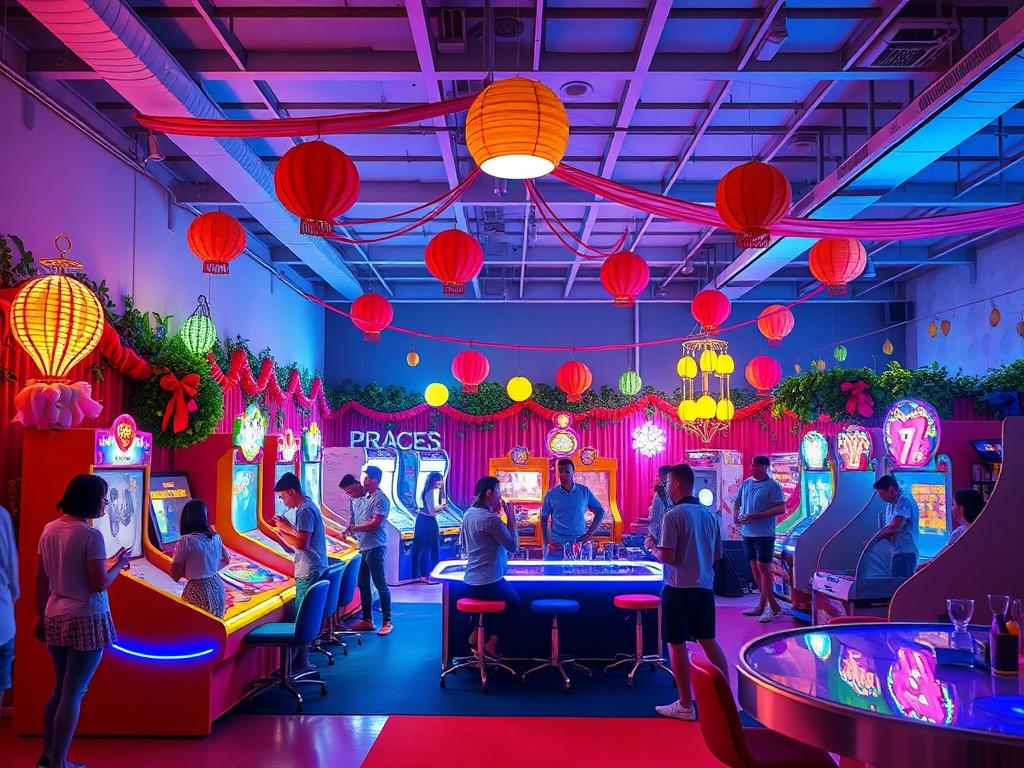 A realistic high resolution showcasing a vibrant themed party setup