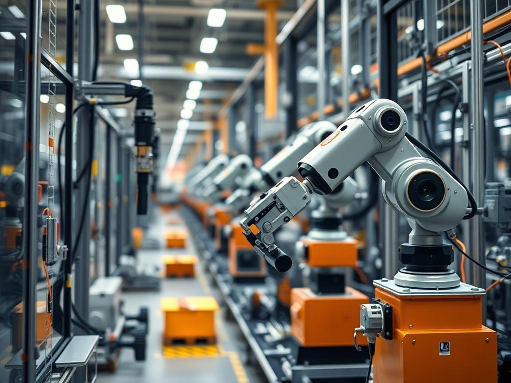 A close up view of an automated industrial system in