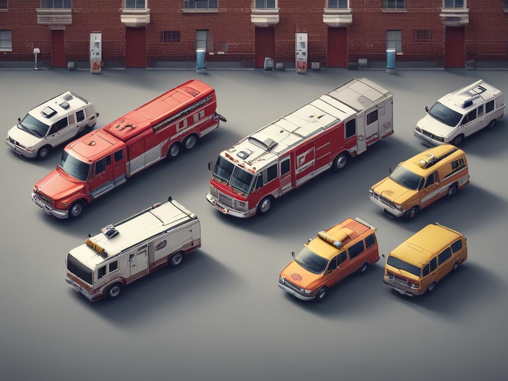 emergency services, repair, fire trucks, ambulances