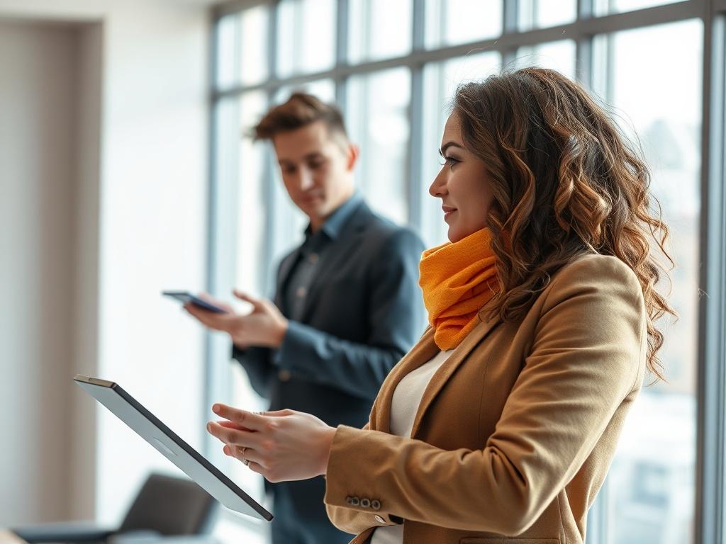 **AI Image Generation Prompt:**

Create a highly detailed, realistic, high-resolution photograph that visually encapsulates the essence of the blog titled "Découvrez AnimIA Force." The composition should be simple and clear, featuring a single subject: a modern, confident professional, preferably a young adult male or female, engaged in a dynamic conversation with a futuristic AI assistant displayed on a sleek tablet or screen. 

The individual should exude a sense of empowerment and collaboration, dressed 