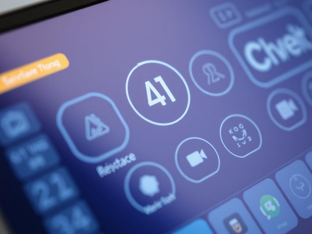 A hyper-realistic close-up shot of an AI assistant interface, featuring a sleek and modern design. The background is minimalistic, focusing on the user-friendly features of the interface. The scene is shot with a 45mm f/1.2 lens, highlighting the vibrant colors of the interface, particularly showcasing the primary color rgb(3, 125, 201).
