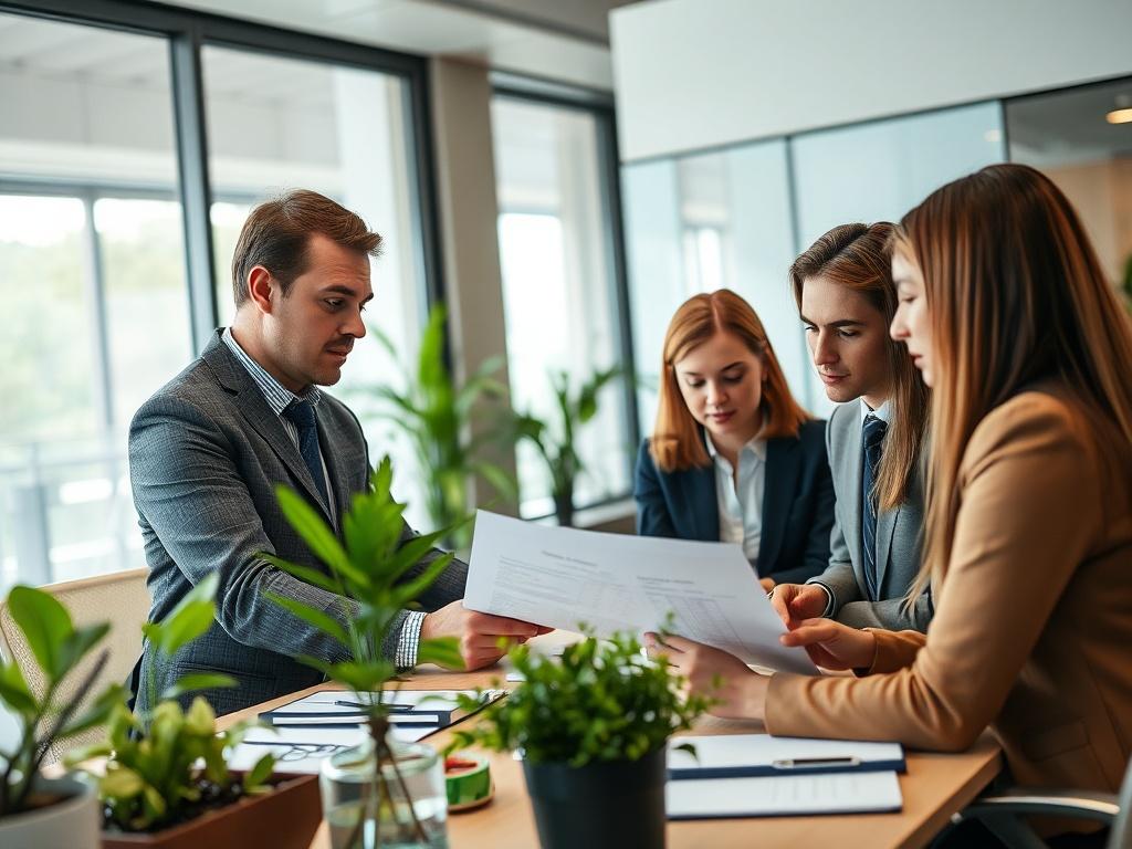 A close up shot of a hotel manager reviewing sustainability