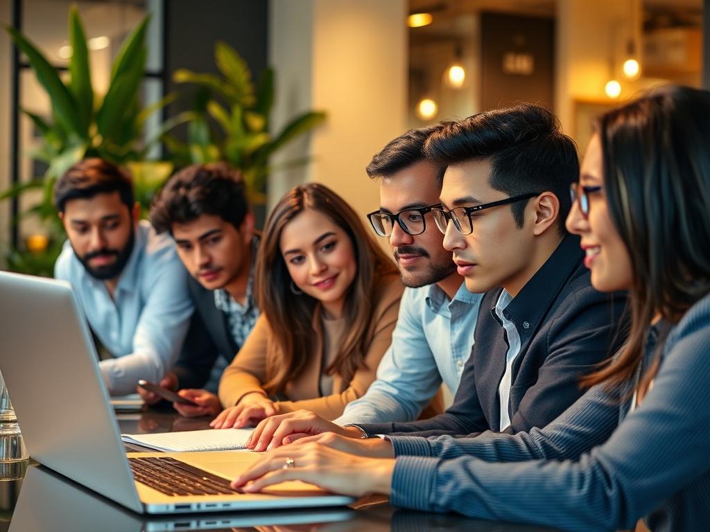 A diverse group of hotel professionals engaged in a team discussion, representing communication, empathy, and effective conflict management in hospitality.