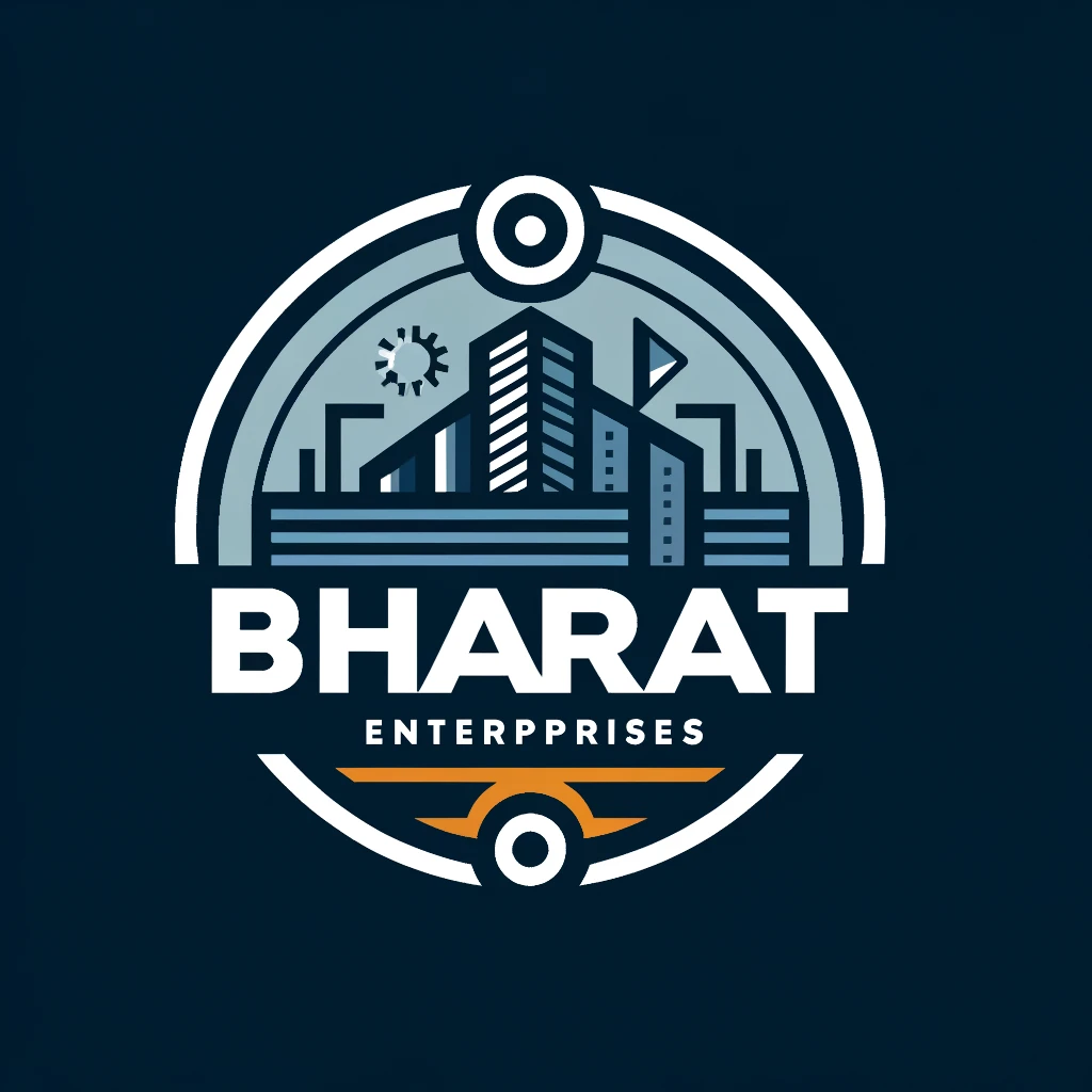 dall·e 2024-08-06 10.58.46 - design a logo for 'bharat enterprises' with corrected spelling, emphasizing strength, reliability, and professionalism. include an abstract symbol or .webp
