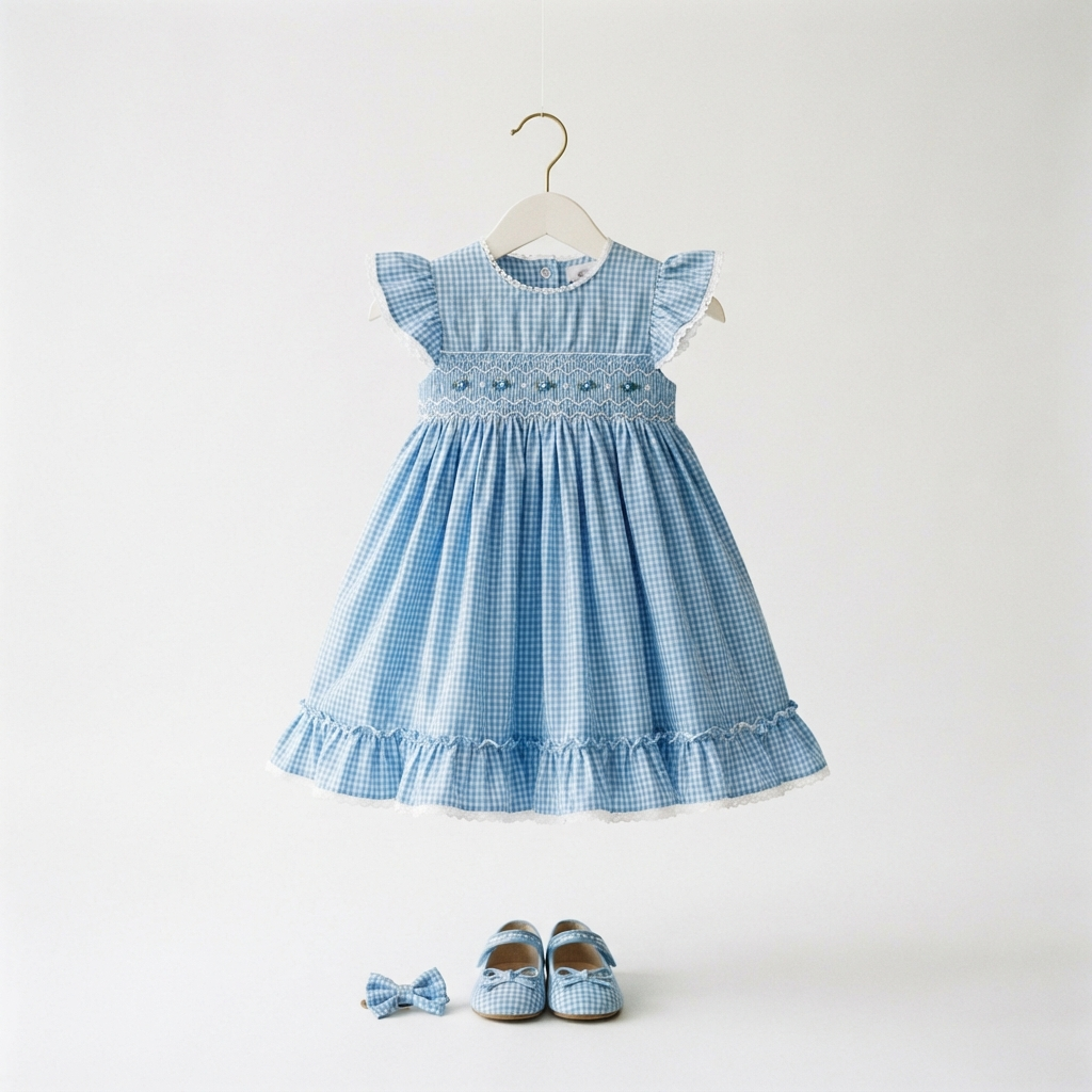 Blue Gingham Cotton Dress