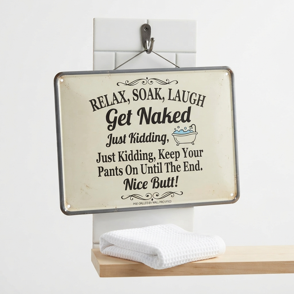 Funny Bathroom Metal Sign