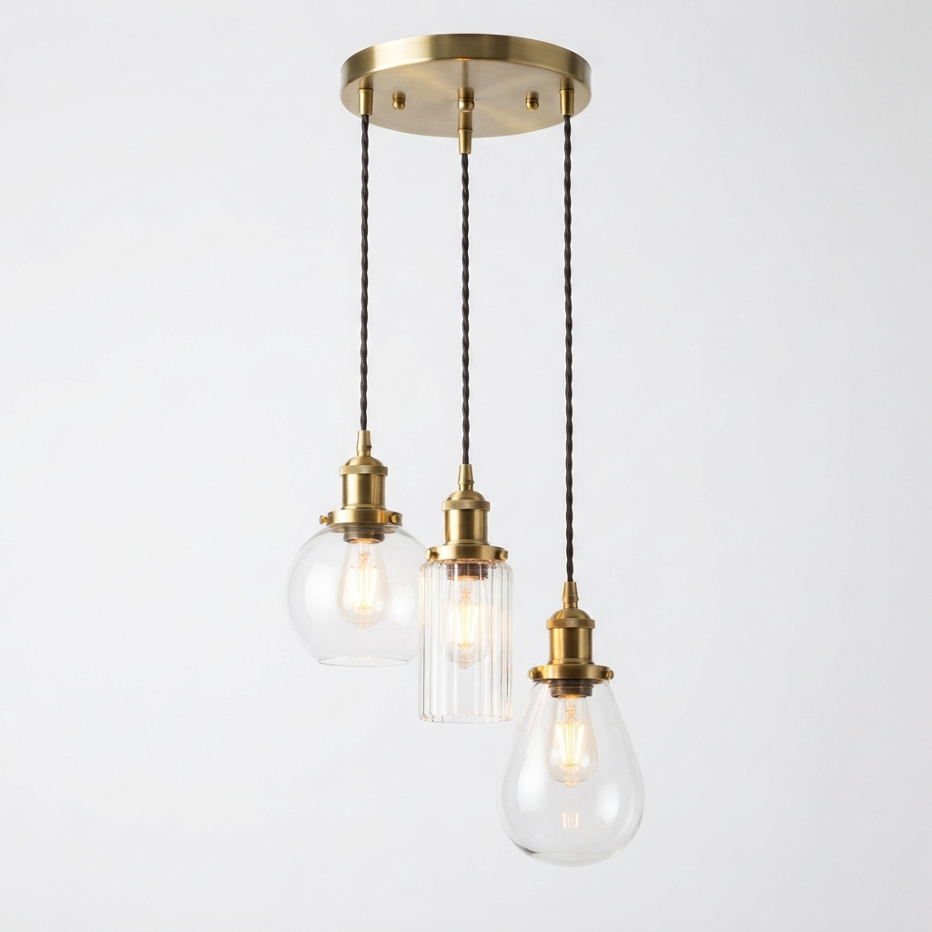 Brass Pendant Lights with Glass Shades