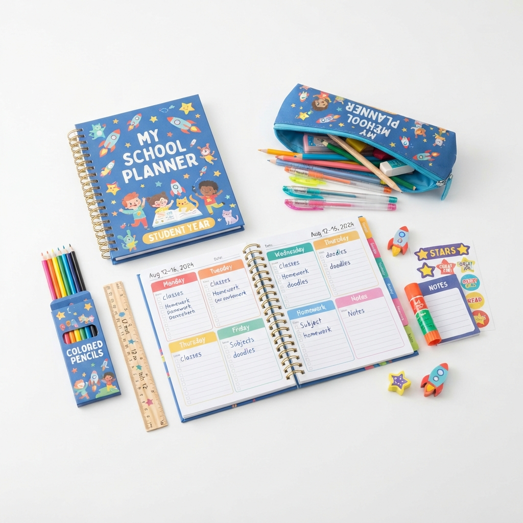 Kids School Planner & Pencil Set