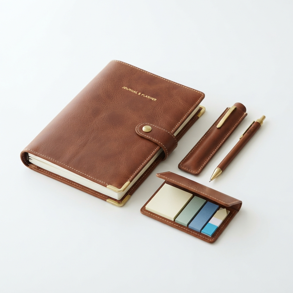 Leather-Bound Planner & Stationery Set