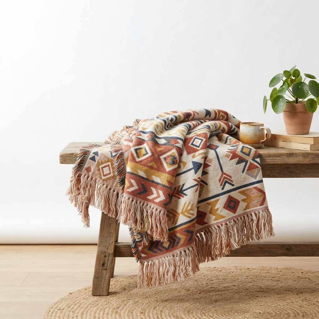 Boho Geometric Throw Blanket