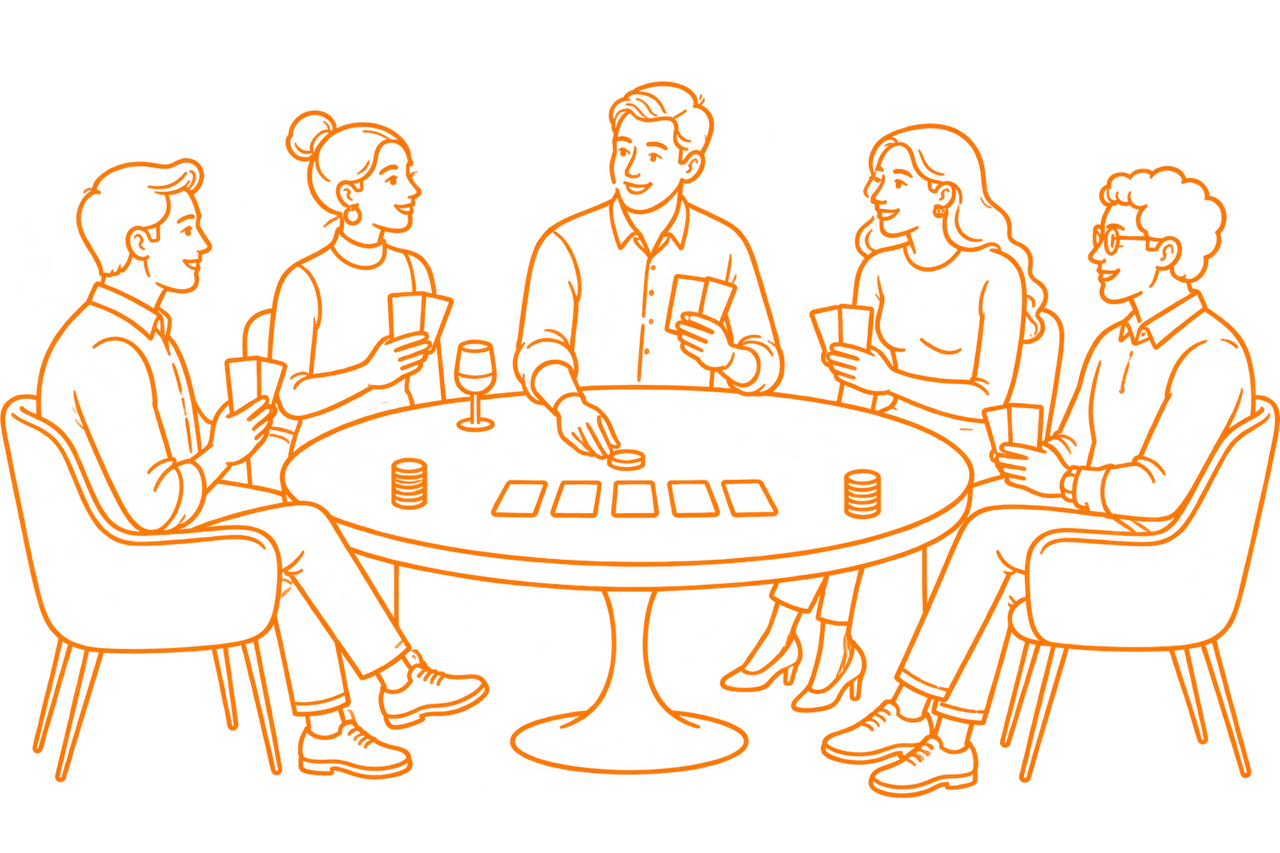 Elegant social poker club atmosphere