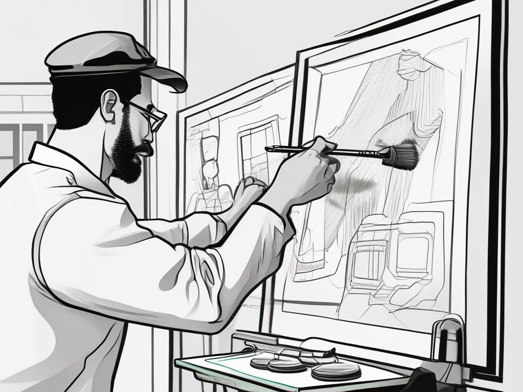 A high-quality illustration of a professional painter in action, applying a fresh coat of paint to a wall. The painter is wearing a clean uniform and using a roller brush. The background features a partially painted wall with a vibrant color and a clean, organized workspace. The composition should be simple and clear, focusing solely on the painter and the wall, with no distractions. The color scheme should incorporate the primary color rgb(50, 170, 39) as accents in the painting equipment or surrounding de