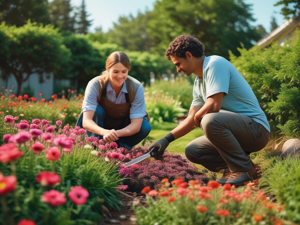 A high resolution of a garden maintenance professional tending to
