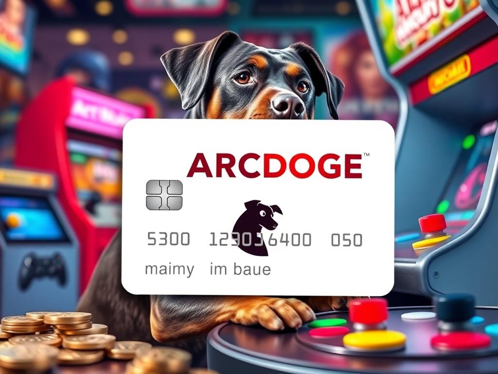 A highly detailed image of the ARCDOGE prepaid smart card,