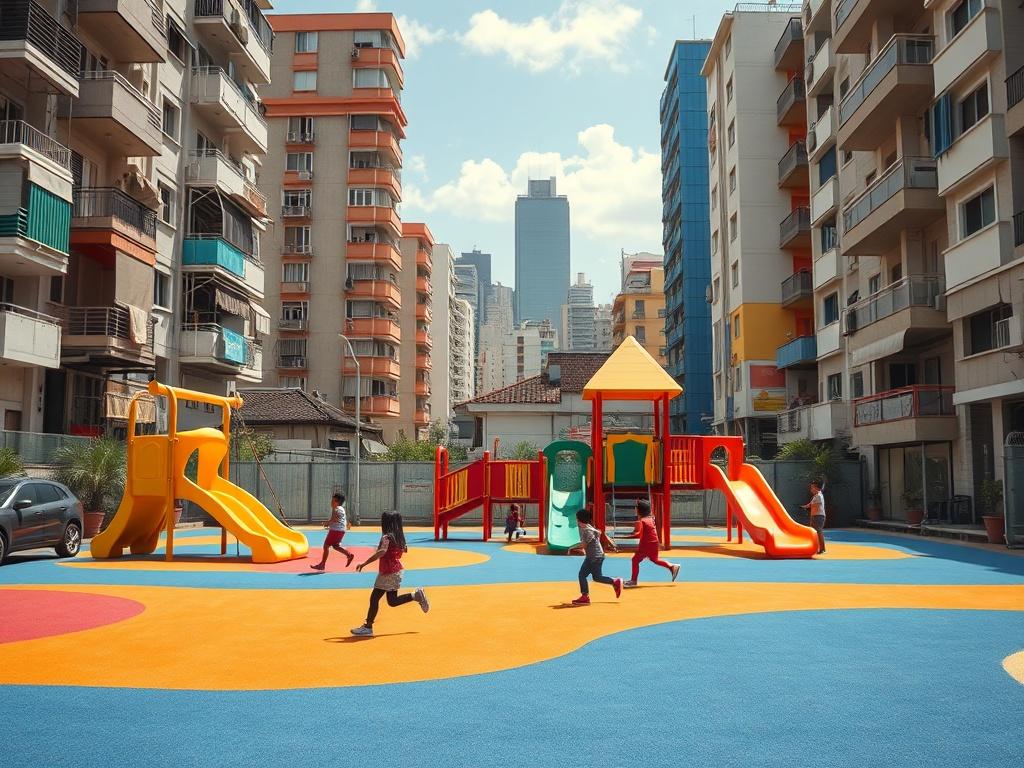 A captivating image depicting a vibrant playground in an underserved