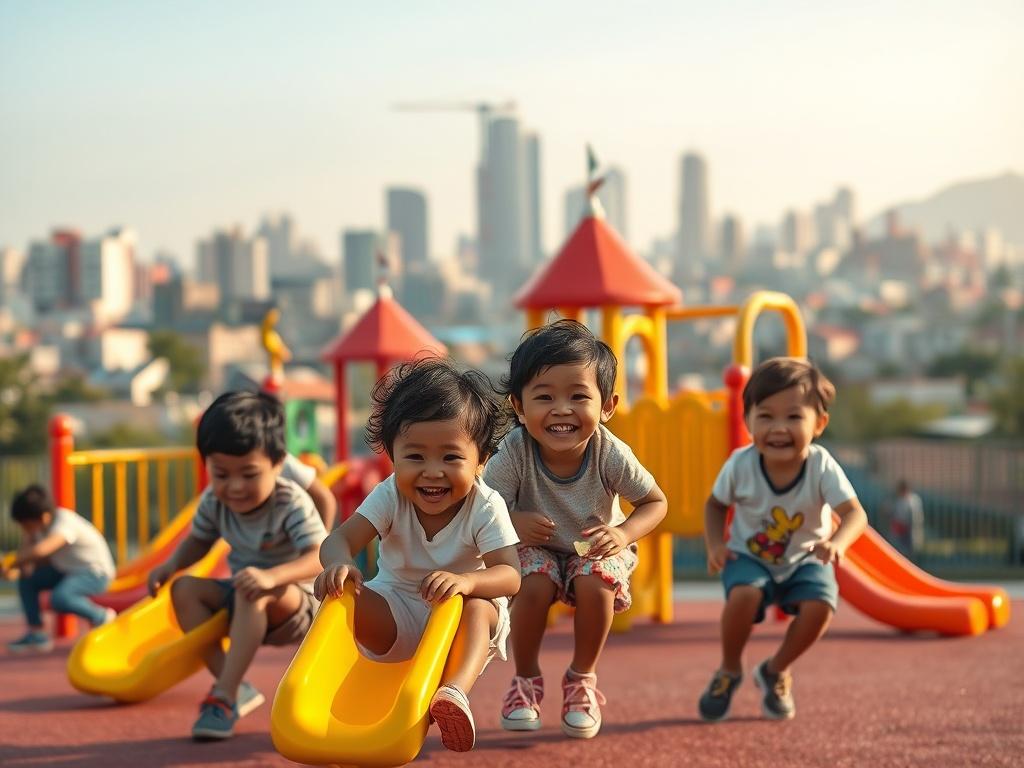A heartwarming scene of children playing joyfully in an ARCDOGE