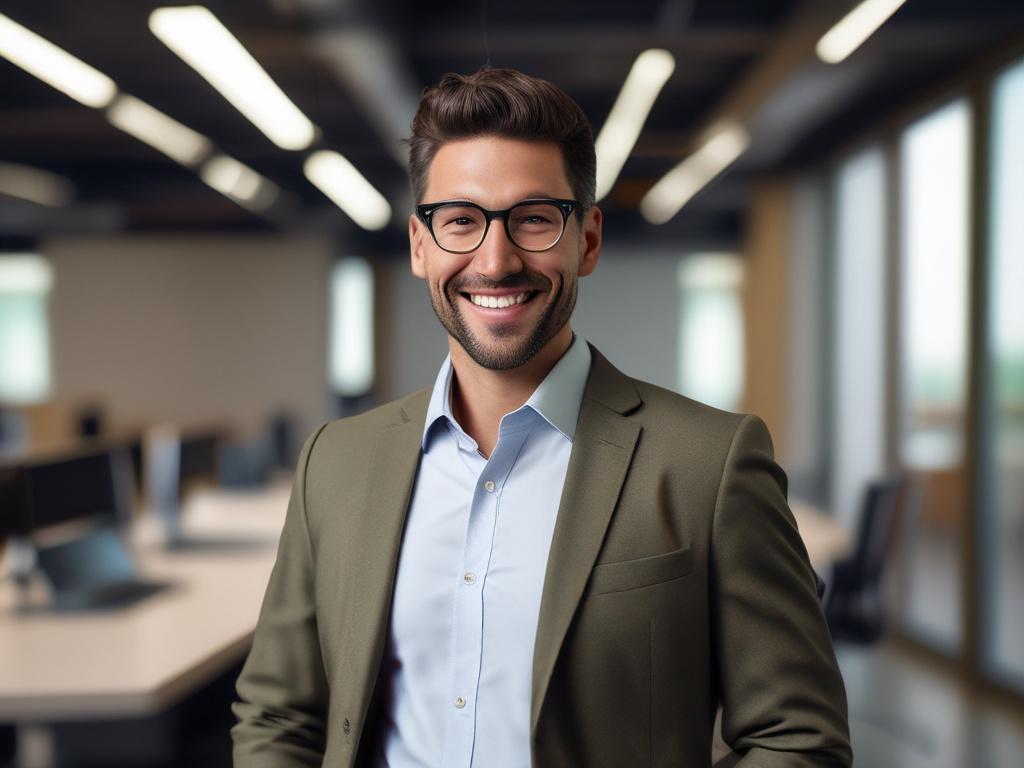 A close up portrait of a confident IT professional standing