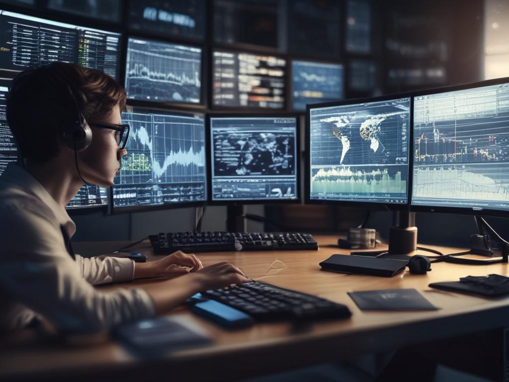 A hyper realistic close up shot of a cybersecurity analyst