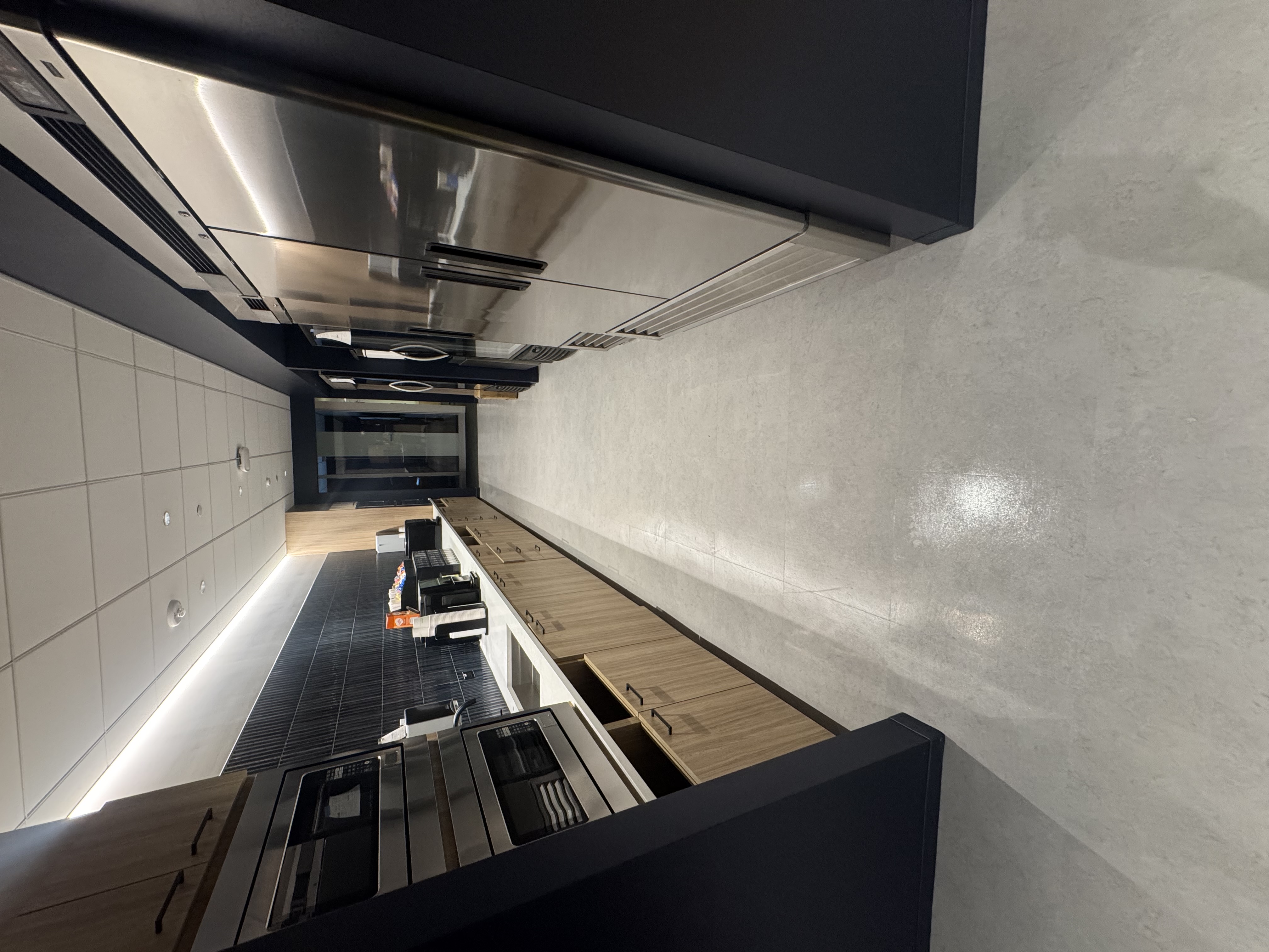 Completed commercial construction interior after final cleanup
