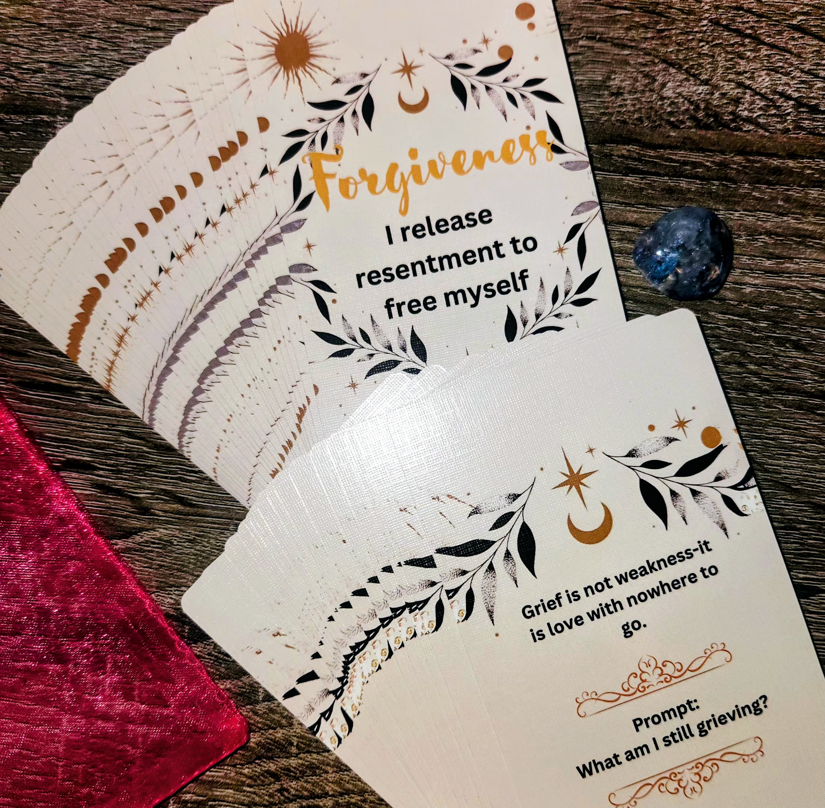 Affirmations deck with crystal - recovery cards with hopeful affirmations