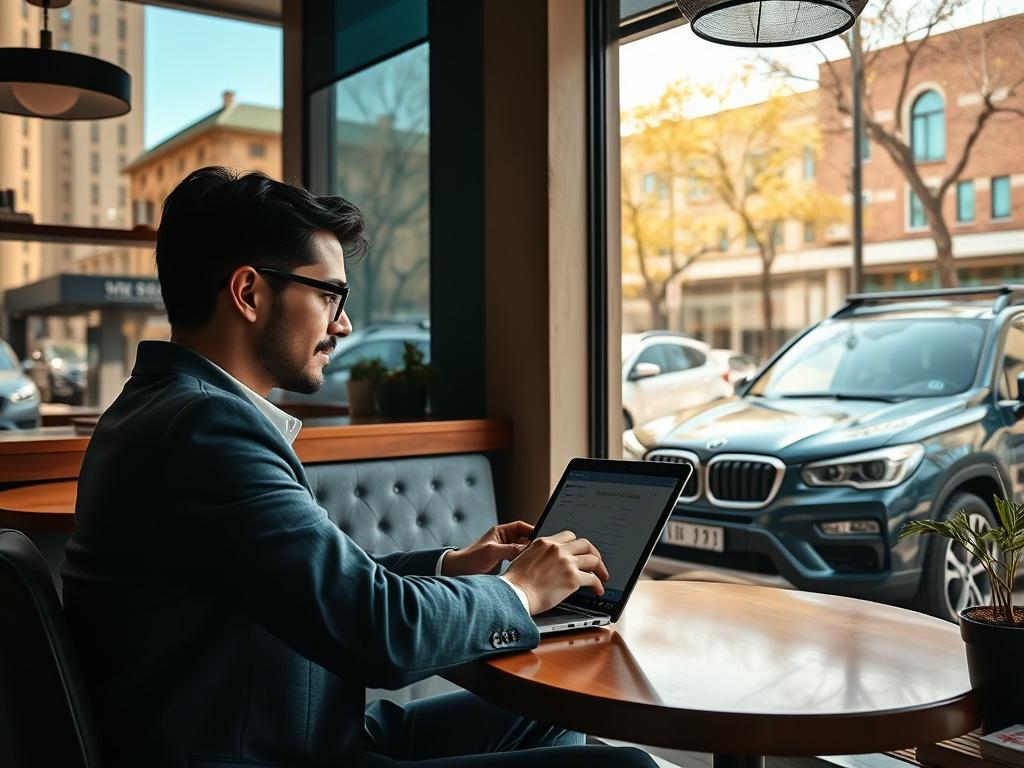 A confident person confirming a booking on a laptop in
