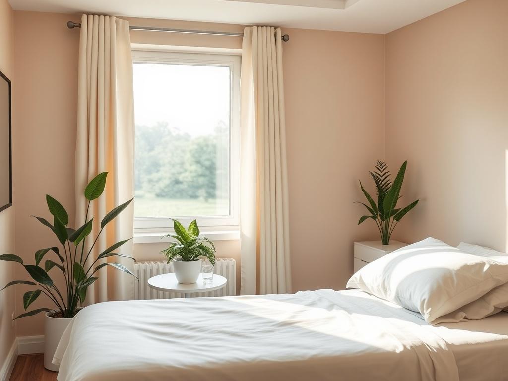 A serene medical detox room with soft lighting and comfortable