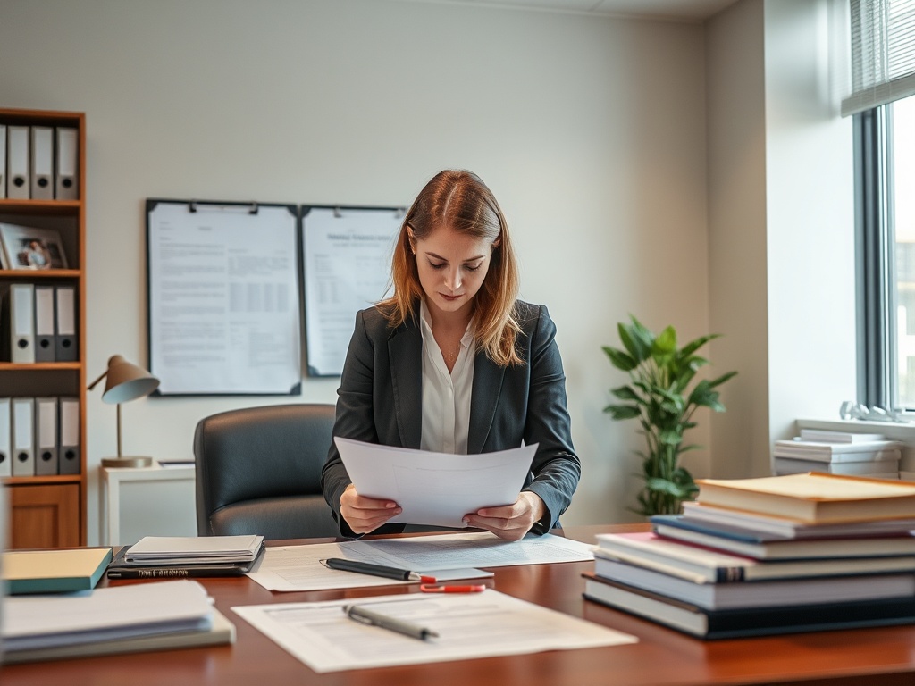 Professional legal document preparation workspace