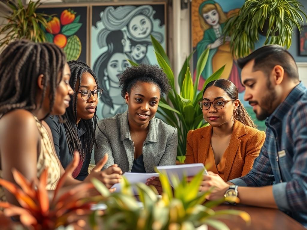 A close up shot of a diverse group of small