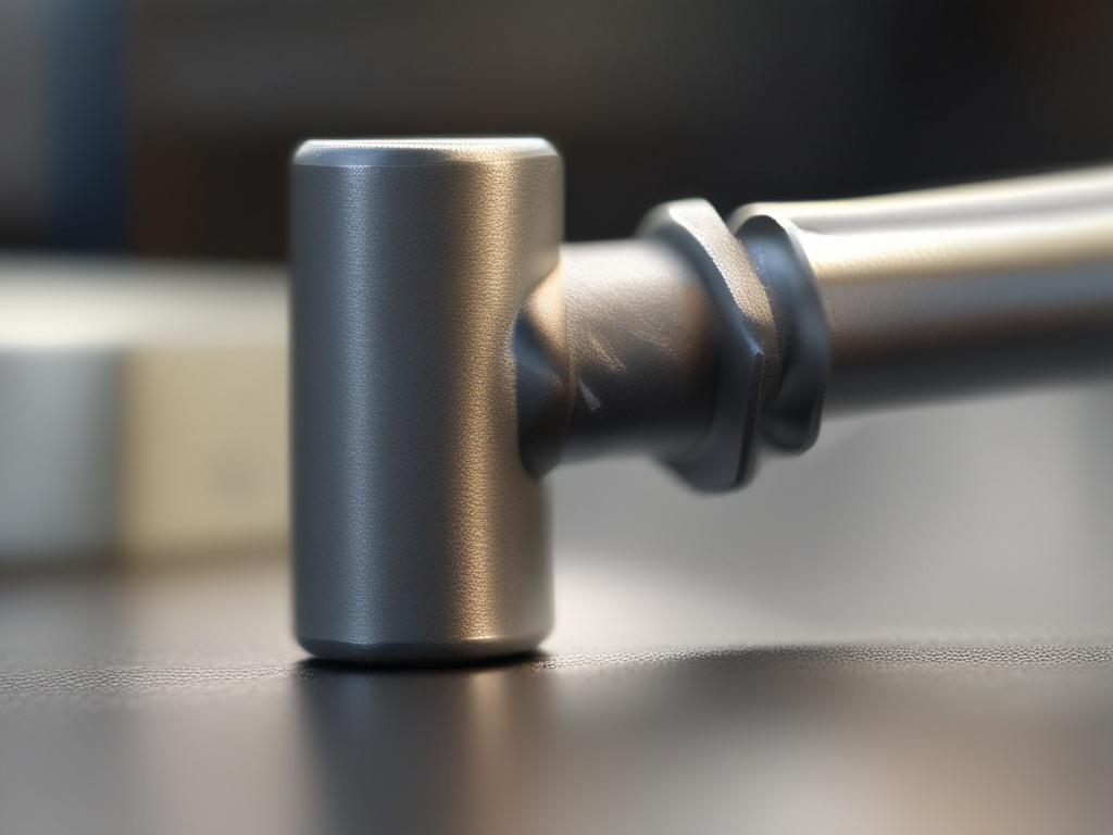 A hyper-realistic close-up of a custom metal welding joint, showcasing the intricacies of the weld bead and the quality of the metal. The background should be blurred, focusing on the weld's detail, with warm lighting accentuating the metallic surfaces for a striking visual effect.