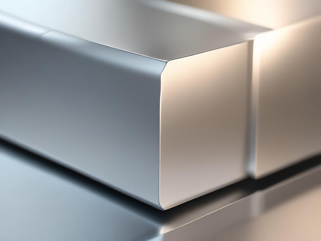 A close-up shot of a meticulously crafted aluminum sheet metal product, highlighting smooth edges and a clean finish. The background should subtly emphasize the metallic texture while maintaining focus on the aluminum piece, illuminated by soft lighting to enhance its sleek appearance.
