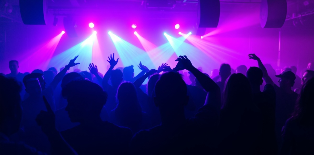 Crowd dancing at NOEMA event