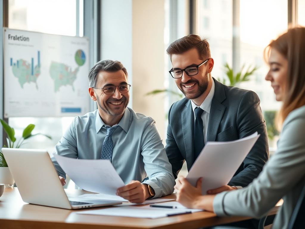 A close up shot of a confident financial advisor sitting