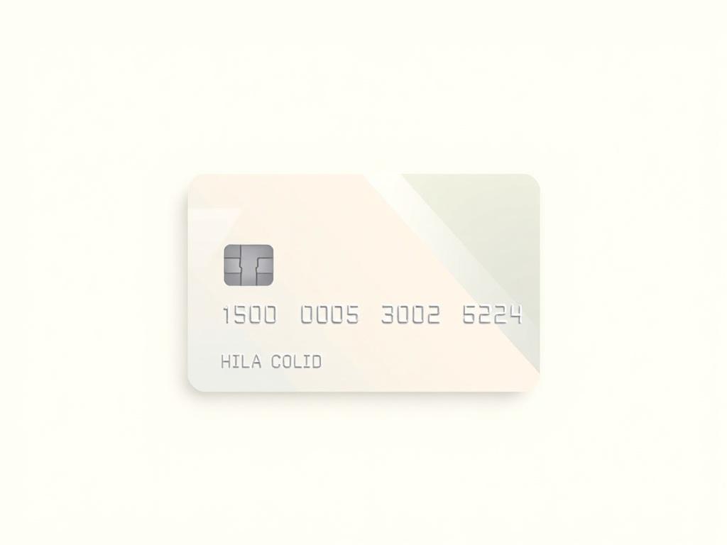 A high-quality illustration of a secured credit card set against a clean, minimalistic background. The card should be the central subject, showcasing its sleek design with pastel colors. The background should feature soft, negative space to emphasize the card, and a subtle hint of green to reflect the theme of financial growth and stability. The overall composition should be clear and simple, capturing the essence of a secured credit card without any additional objects or text.