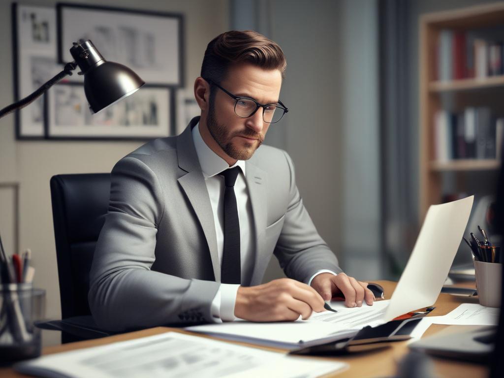 A realistic close up portrait of a financial advisor sitting