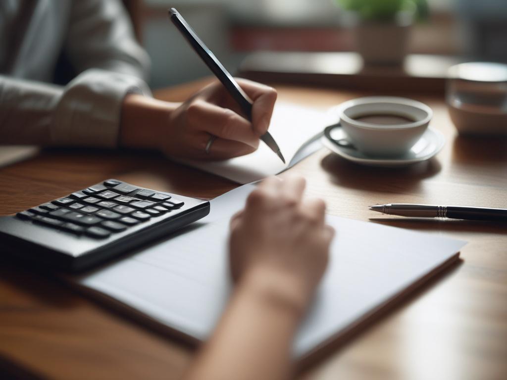 A close up shot of a person writing a budget
