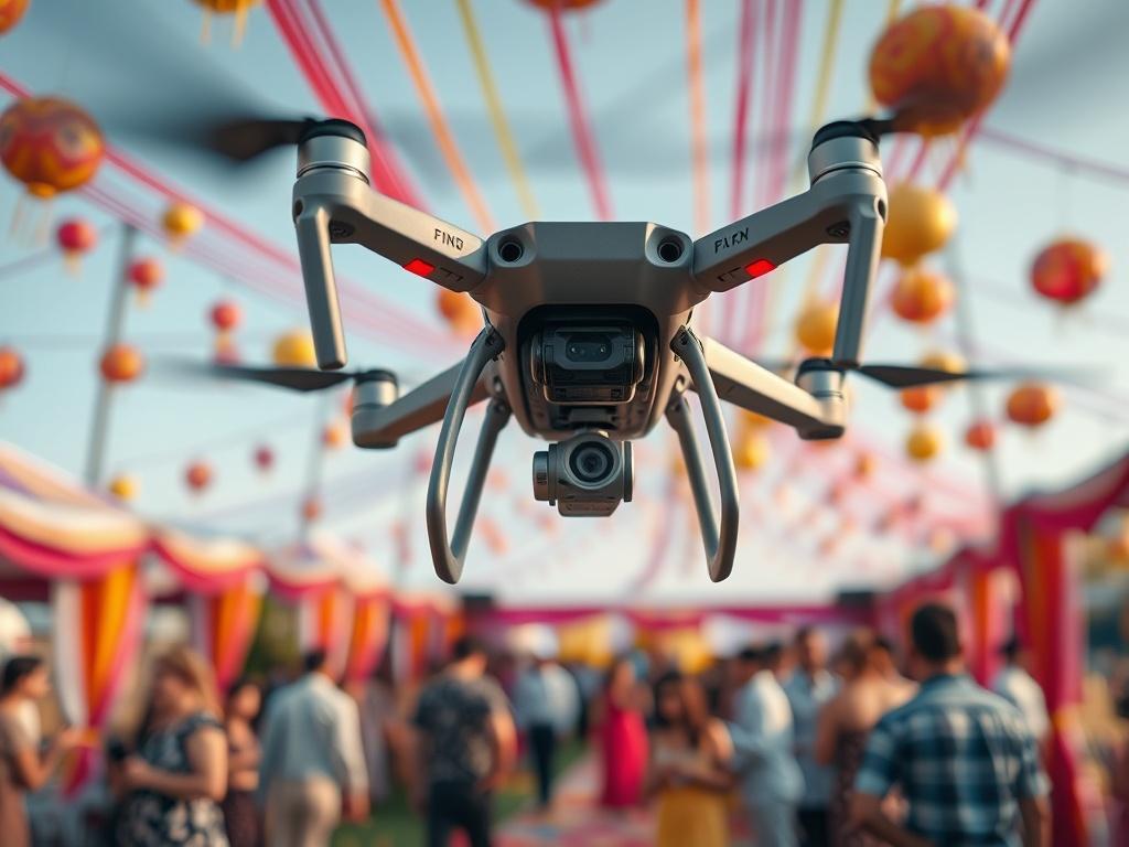 A high resolution close up shot of a drone flying