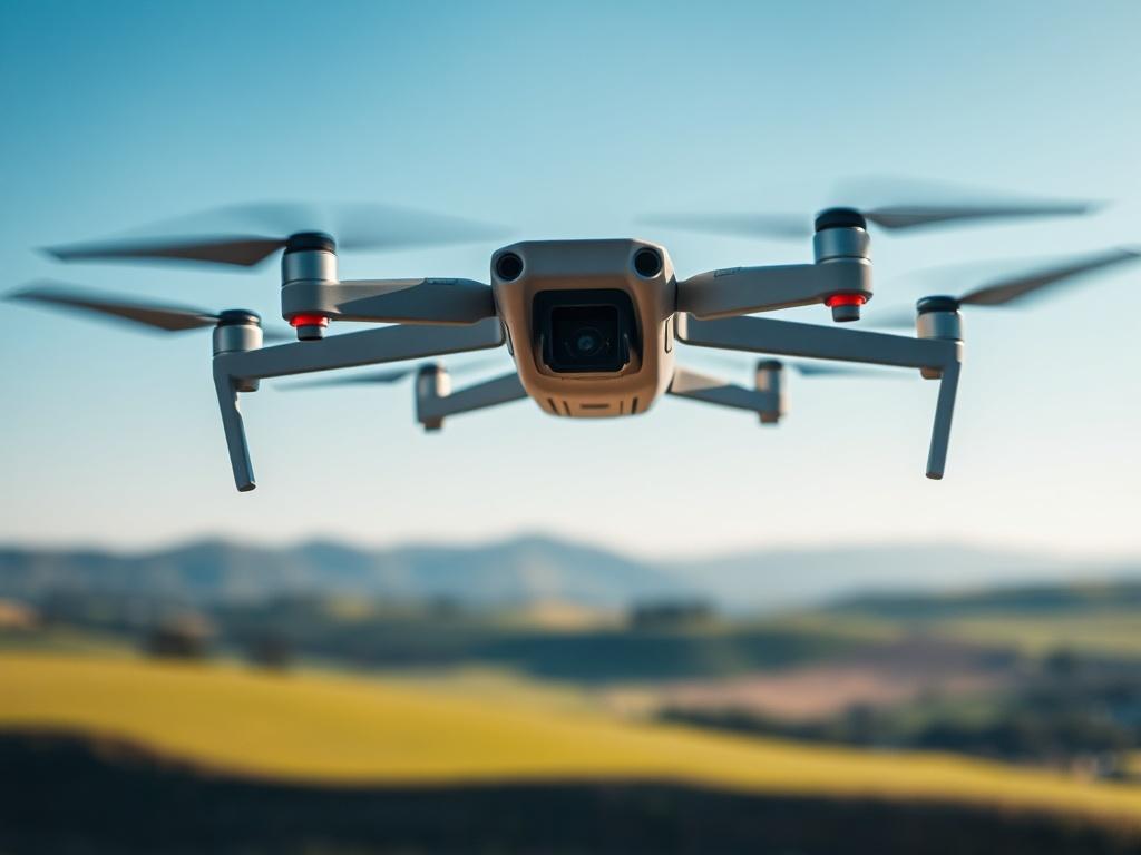 A high resolution close up shot of a drone hovering