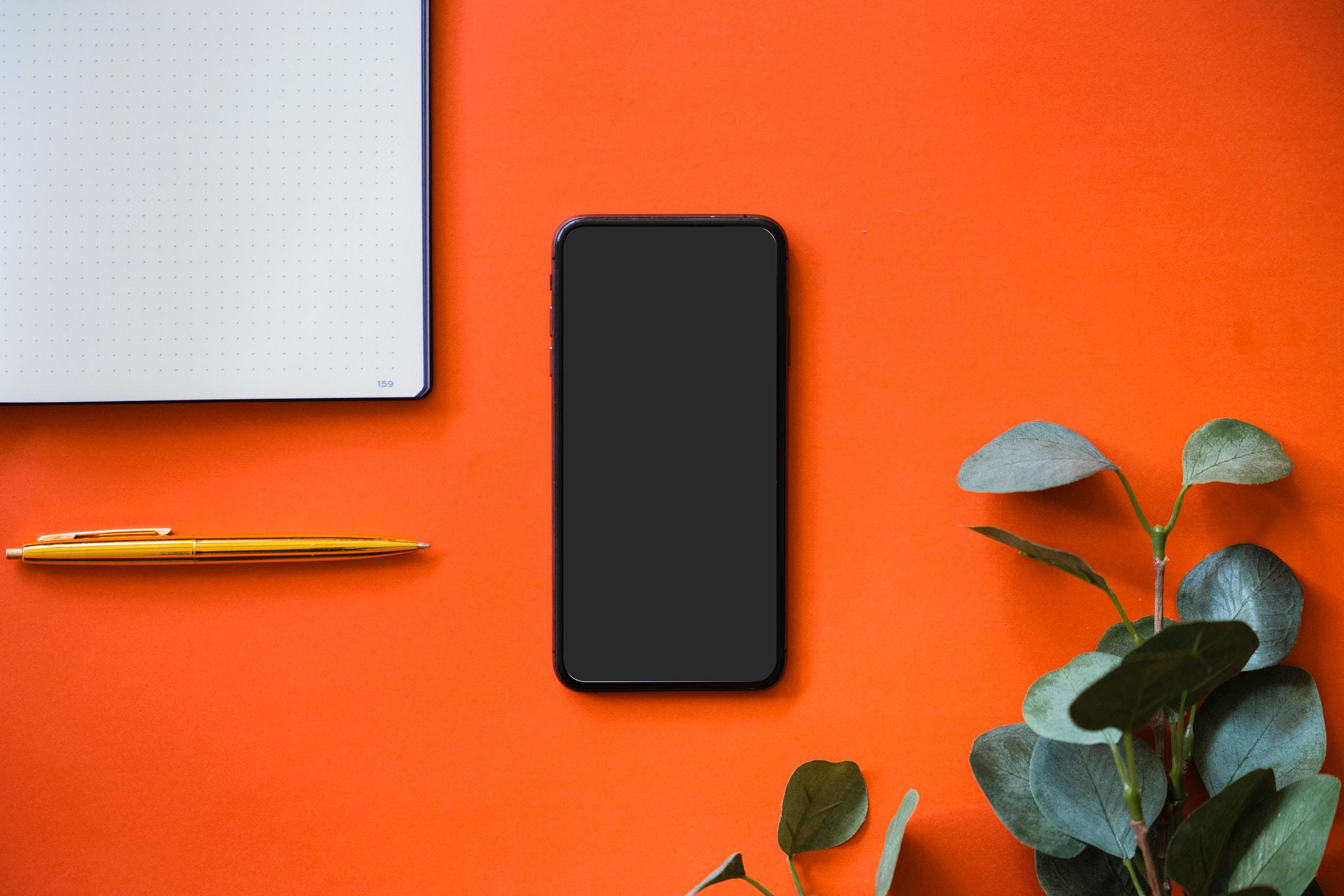 iPhone on orange