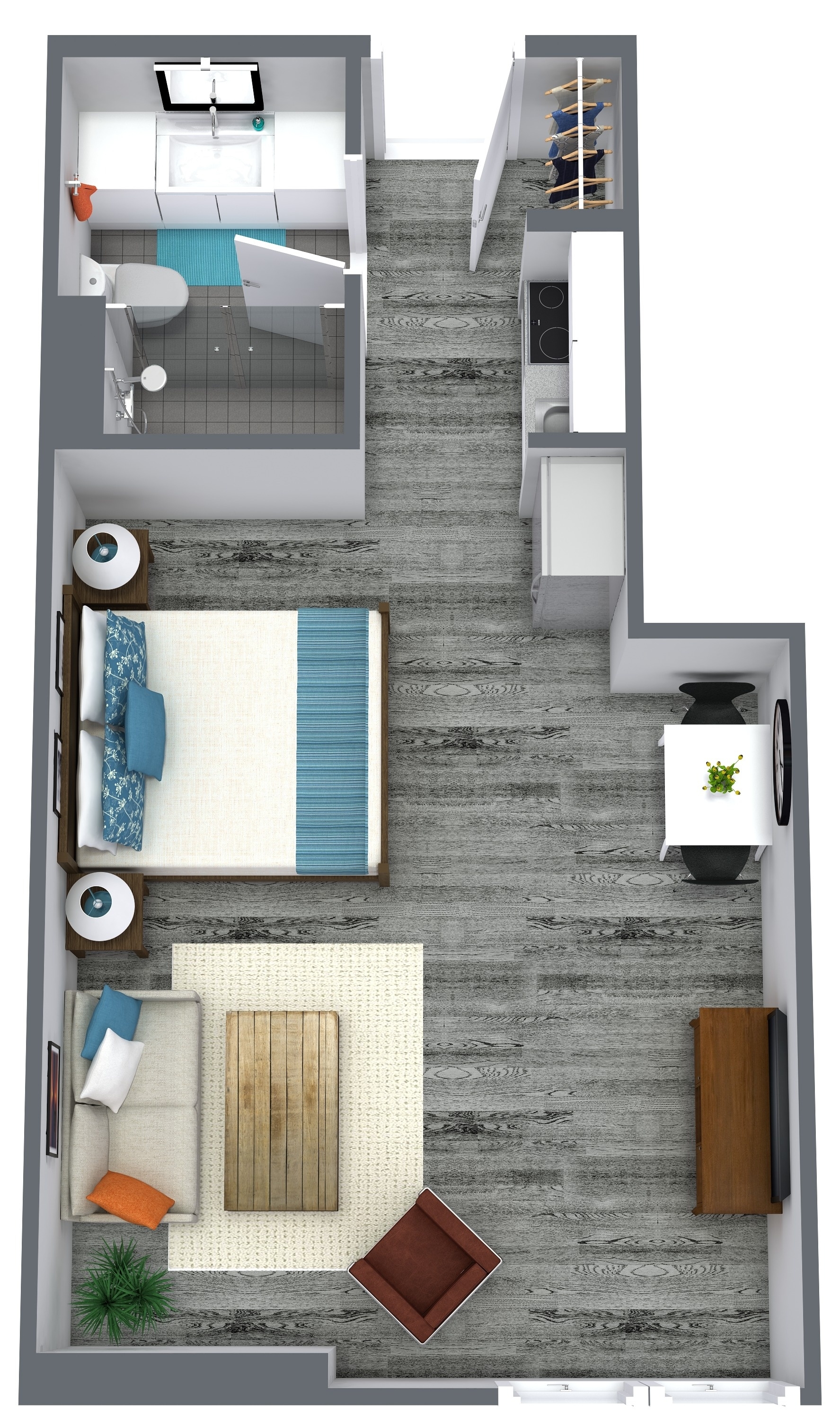 Studio D floor plan - 400 sq ft