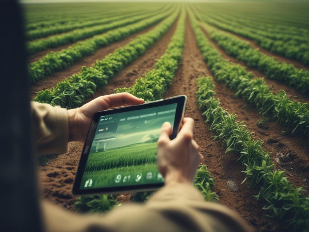 close up shot of a farmer using a tablet in