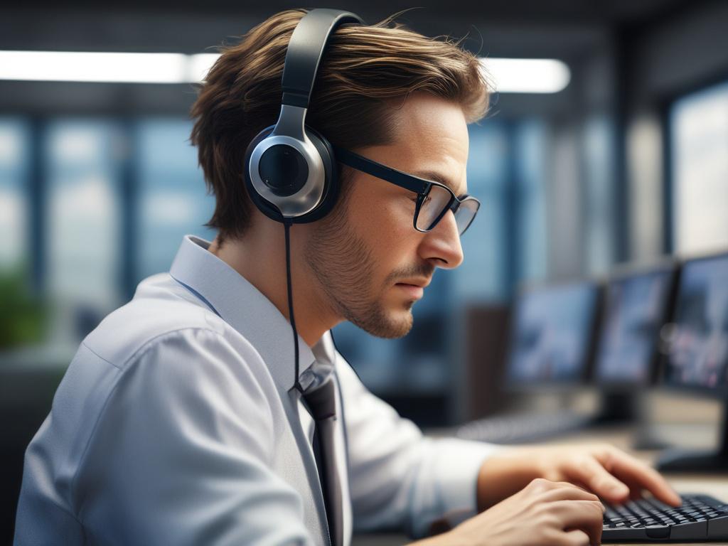 a support technician assisting a client with AI software, close