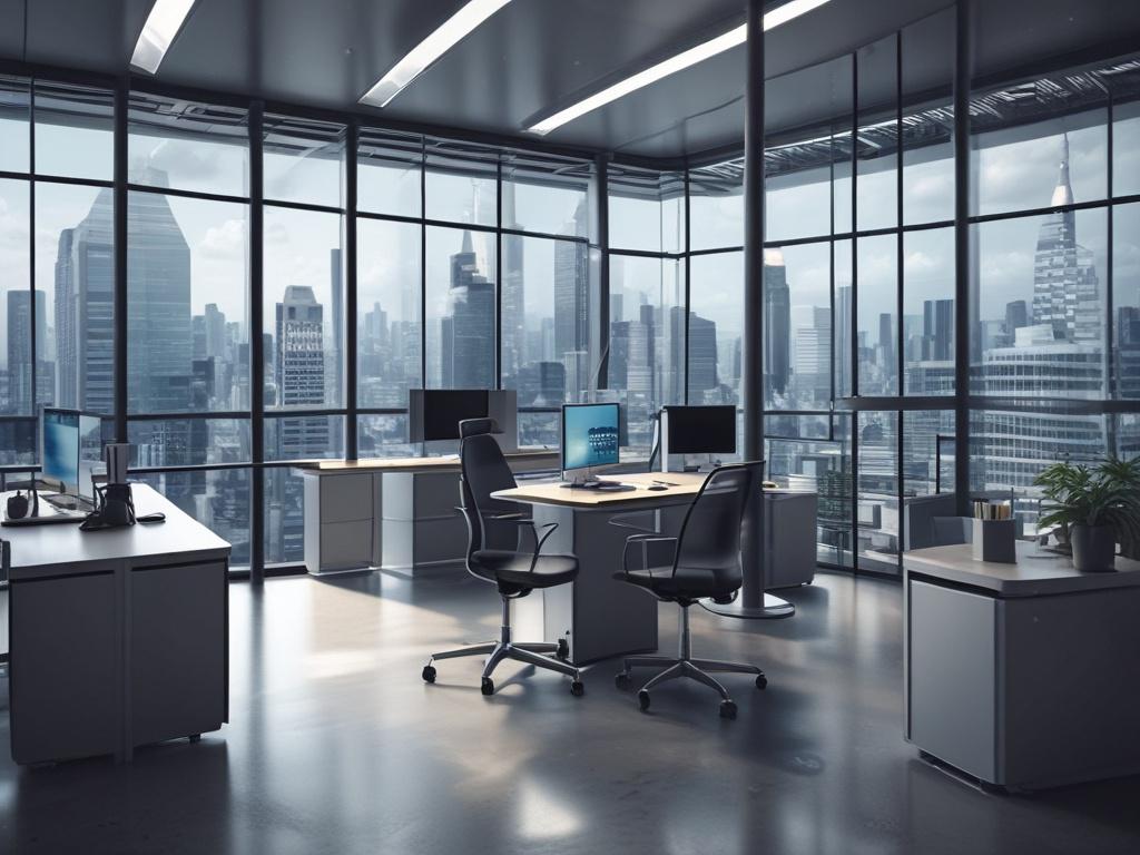 a technician deploying AI software in an office setting, close