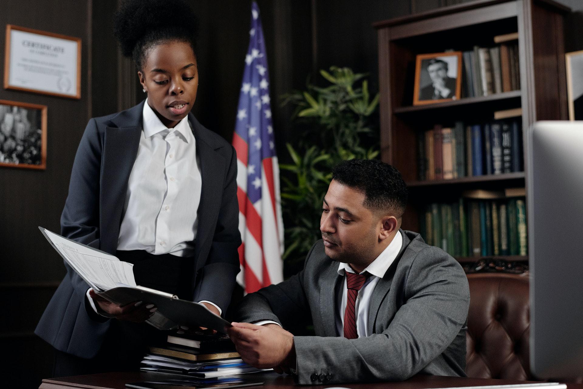 Lawyers in a law office