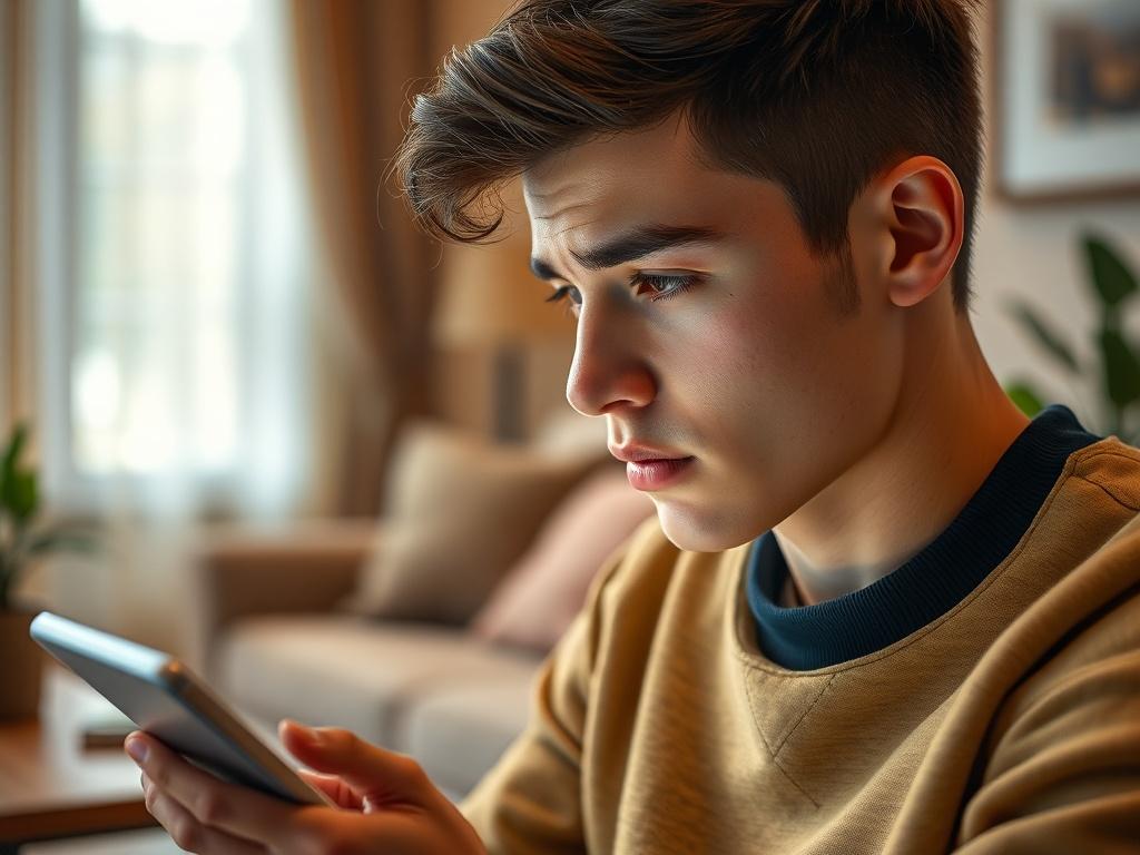 **Prompt for AI Image Generator:**

Create a realistic high-resolution image that illustrates the concept of "Buy Now Pay Later" (BNPL) services affecting home loan eligibility. The focus of the image should be a close-up shot of a young adult male or female, looking thoughtfully at a tablet or smartphone screen that displays a digital BNPL interface. The individual should exhibit a blend of concern and contemplation, reflecting on their financial choices. 

The background should be softly blurred to create